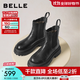 百麗（Belle）百搭切爾西靴女2025冬新商場(chǎng)同款厚底增高休閑短靴E7R1DDD5 黑色 37