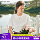 Olrain歐芮兒法式白色短袖t恤女夏季新款設(shè)計(jì)感顯瘦純棉體恤衫上衣 米白色 M