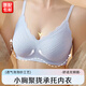 邦帛世內(nèi)衣女小胸聚攏上托防下垂性感蕾絲美背文胸?zé)o鋼圈乳膠胸罩夏 螺紋內(nèi)衣【淺藍(lán)色】 L（100斤-115斤）