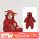 papa爬爬秋冬新款男女寶寶動(dòng)物造型爬服抱抱絨連體衣嬰兒保暖哈衣 橘紅色 80cm