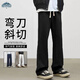 頂峰保羅（Dingfengbaoluo）美式彎刀休閑褲男春季微喇潮流直筒寬松運動(dòng)衛褲YUO10黑色M