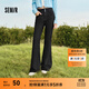 森馬（Semir）牛仔褲女森柔牛仔高腰喇叭褲顯瘦顯腿長(cháng)黑色褲子2024冬新款拖地褲 牛仔水洗黑98201 27