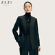ZEZI羊毛小西裝外套女高端無領(lǐng)西服職業(yè)正裝修身通勤休閑氣質(zhì)高級(jí)感 黑色 M (105-115斤)