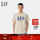 GAP男女裝2025春季新款純棉米奇印花logo短袖T恤多色美版607465 米白色 L 美碼 XL亞洲碼185/104A