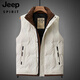 JEEP SPIRIT白鴨絨羽絨馬甲秋冬季無(wú)袖坎肩背心外套男款潮流帥氣立領(lǐng)馬夾 XS919米白色 XL 【135-155斤】