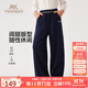 英氏（YEEHOO）女童褲子兒童長(zhǎng)褲中大童裝衛(wèi)褲寬松闊腿褲休閑運(yùn)動(dòng)秋 深藍(lán)色 170