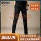 JEEP SPIRIT2025年中青年秋冬款男士牛仔褲黑色新款潮流韓版修身小腳痞帥長褲 8939黑色 28 【90-105斤】