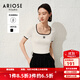 艾諾絲雅詩(shī)商場(chǎng)同款ariose夏季新品時(shí)髦修身方領(lǐng)短袖T恤針織衫女30438197 白色 S