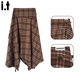 :CHOCOOLATE  it女裝裙子不規則休閑中長(cháng)裙女秋季新款美拉德咖色格紋半身裙女 咖色 M