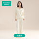 全棉時(shí)代睡衣男女情侶家居服長(cháng)袖長(cháng)褲風(fēng)柔棉熊貓款家居套裝 淺麥米 L 165