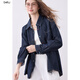 百圖（betu）女裝秋季新款襯衫高級感潮流氣質(zhì)趣味撞色紐扣上衣2509T73 深牛仔藍 M