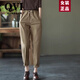 QVI高端品牌 復(fù)古純棉休閑褲女春秋新款寬松顯瘦松緊腰工裝哈倫褲 卡其色 2XL 建 議【125-140斤】