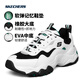 斯凱奇（Skechers）男鞋春秋2026新款厚底增高熊貓鞋復古百搭老爹鞋輕便減震運動(dòng)鞋男 WGRN-白色/黑色/綠色 40