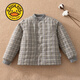 G.duck童裝兒童中大童校服神器棉外套男女童輕薄棉服夾棉棉衣保暖棉服 灰格子 170 建議身高155厘米左右