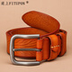 適上（FITUPON）頭層牛皮皮帶男真皮針扣褲腰帶做舊青年手工復古百搭休閑潮 紅棕(圖色偏淺實(shí)色更紅) 3.8cm寬 125cm