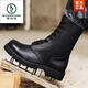 啄木鳥(niǎo)頭層牛皮戶(hù)外皮靴男戰術(shù)靴橡膠防滑作戰靴軍迷靴真皮馬丁靴 頭層 40