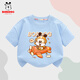 巴布豆寶寶短袖兒童t恤嬰兒衣服夏季新款純棉親膚男童薄款透氣吸汗半袖 藍 飛行員巴布 100