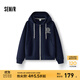 森馬[商場(chǎng)同款]外套女連帽刺繡學(xué)院風(fēng)2025春新款寬松落肩質(zhì)感夾克 紫藍80635 L 165/88A