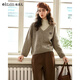 Olrain歐芮兒2025新款女裝冬季燕麥色假兩件高領(lǐng)慵懶休閑套頭毛衣 燕麥色 M