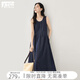 對白復(fù)古休閑牛仔連衣裙女2025年夏季新款慵懶寬松圓領(lǐng)背心裙長裙 牛仔藍(lán) XL