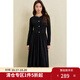 獨束大碼女裝溫柔氣質(zhì)網(wǎng)紗拼接連衣裙2024冬新款百搭顯瘦針織長裙 赫本黑 2XL (尺碼：4) (尺碼：4)