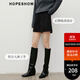 紅袖（hopeshow）高級質(zhì)感休閑褲2025冬季新款女裝百搭壓褶拼接插袋A字顯瘦短褲 黑3050 XL