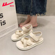 回力涼鞋女2025新款夏季外穿厚底涼拖鞋學(xué)生法式軟底沙灘鞋子女 1019-米色 【Q彈輕盈 顯高軟底】 37