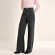 樂(lè )町水洗牛仔闊腿褲20秋季長(cháng)褲新款韓系通勤風(fēng)全棉女百搭褲子 黑色（現貨） L