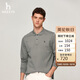 哈吉斯（HAZZYS）男裝翻領(lǐng)上衣休閑通勤純色長(cháng)袖ABTZE0BCF01 灰色GE 180/100A50