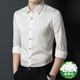 CJZ長(cháng)袖襯衫男桑蠶絲暗紋提花雙喬真絲綢緞商務(wù)純色高端重磅襯衣秋裝 白色 XL (175)