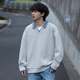 頂峰保羅（Dingfengbaoluo）美式拼接假兩件衛衣學(xué)院風(fēng)潮流寬松休閑V領(lǐng)上衣DAP02麻灰色XL