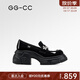 GG-CC【幸運(yùn)降臨】春季新款時(shí)尚厚底樂福鞋女蝴蝶扣飾小皮鞋G25U6133 黑色 36