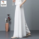 啄木鳥(niǎo)2025夏季新款高品質(zhì)冰絲雪紡闊腿褲女垂感休閑養(yǎng)生館文藝風(fēng)裙褲女 白色口袋款  L 100-120斤