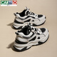 卡帝樂(lè )鱷魚(yú)（CARTELO）厚底加絨老爹鞋女款2026新款秋冬季學(xué)生皮面跑步鞋保暖加厚運動(dòng)鞋 黑色【單鞋】 37