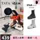 他她（TATA）孫樂(lè )言同款喵爪靴子女襪靴厚底瘦瘦靴彈力短筒靴CEG08DZ5 黑色 37