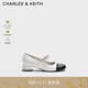 CHARLES&KEITH優(yōu)雅拼色粗跟瑪麗珍鞋子女鞋生日禮物女CK1-60580265 White白色 37