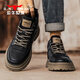 公牛世家男鞋2026春秋新款英倫厚底休閑皮鞋中高幫工裝板鞋男士戶(hù)外馬丁靴