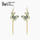 She's茜子自然復刻國風(fēng)刺繡蝴蝶流蘇耳環(huán)新中式高級感耳墜耳飾新年禮物 苔綠D0