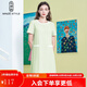 名師路簡(jiǎn)約小香風(fēng)連衣裙夏裝新款通勤淑女甜美純色短袖女裙 40綠色 L