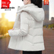 皮爾卡丹（pierre cardin）白鴨絨加絨羽絨服女士冬季2025新款媽媽洋氣減齡加厚連帽短款外套 米白 羽絨服 M (80-95斤)