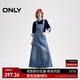 ONLY2025夏季新款復古做舊可調節背帶裙長(cháng)裙連衣裙女|125142044 J34 390洗水牛仔藍 M