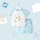舒貝怡 男童套裝夏季嬰兒衣服女短袖寶寶兩件套外出短褲 【純棉款】探險家單小熊藍色 120 cm(5-6歲)