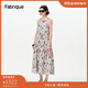 Fabrique巴洛克玫瑰桑蠶絲棉荷葉邊印花無(wú)袖連衣裙2025夏季新品長(cháng)裙 霧灰色 S /P