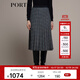 PORTS 寶姿秋冬新品女裝中長百褶裙半裙LM9S056NFQ067 黑色格子 XS (2)