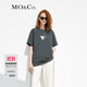 MO&Co.愛(ài)心印花圓領(lǐng)短袖寬松純棉T恤美式復古上衣上裝基礎黑白灰 古堡灰色 M 165