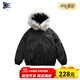 冊裁（CECAI）美式潮牌字母刺繡毛領(lǐng)連帽棉服男外套2024冬季派克服棉衣 黑色 M