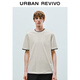UR秋季新款男裝簡(jiǎn)約休閑撞色邊棉質(zhì)短袖T恤UMM450116 米白 L