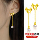黛若黃金蝴蝶結(jié)足金akoya珍珠耳環(huán)高級(jí)感真金養(yǎng)耳洞耳墜耳線禮物 【單只】短款耳環(huán)(約0.95g)