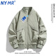 NY-MR潮牌聯(lián)名棒球服夾克春秋季男士休閑外套簡(jiǎn)約國潮衣服青少年工裝 BB-J156#淺綠色 XL