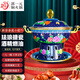 郭一元新景泰藍(lán)琺瑯雙耳老北京小火鍋單人酒精環(huán)保油銅火鍋加厚雙人火鍋 藍(lán)底花開富貴黃銅內(nèi)膽1-2人 22cm